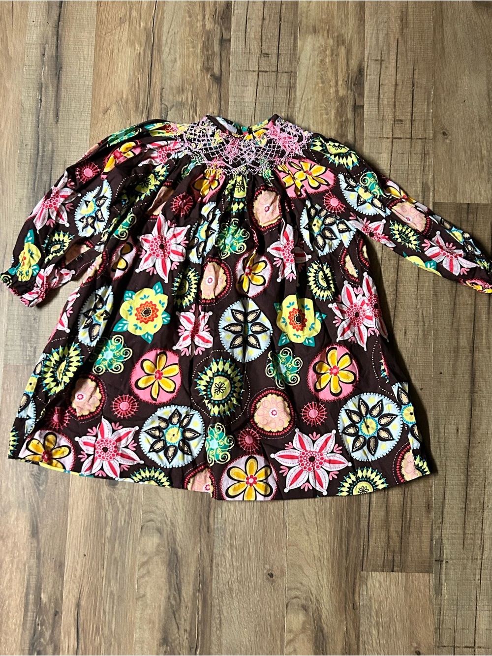 Marmellata Classics Hand Smocked Geo Floral Dress Pleated Preppy Fall 2T
